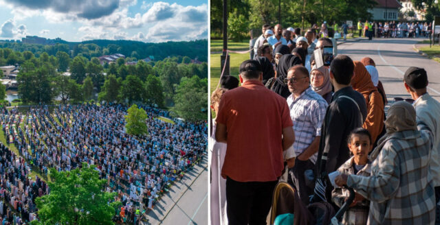 Thousands of Muslims gathered outside Gothenburg for Eid
